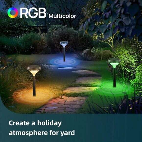 Solar Pathway Lights 8 Pack, Color Changing Halloween Decorations - Picture 4 of 7